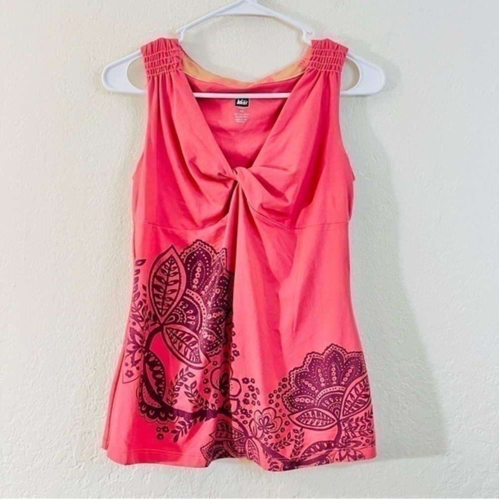 REI Floral Boho Paisley Outdoor Sleeveless Top Women Size XS Coral